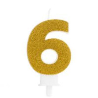 VELA CHICK GLITER DOURADO NUMERO 6 - 7354 