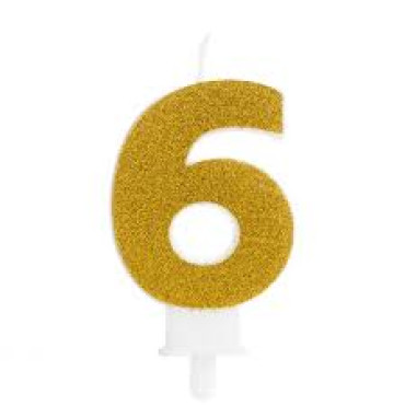 VELA CHICK GLITER DOURADO NUMERO 6 - 7354 