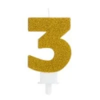 VELA CHICK GLITER DOURADO NUMERO 3 - 7363