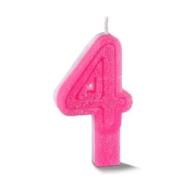 VELA CHICK GLITER ROSA NUMERO 4 - 7359 