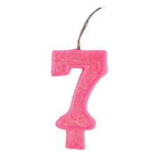 VELA CHICK GLITER ROSA NÚMERO 7 PLANET TOY - 7350