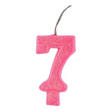 VELA CHICK GLITER ROSA NÚMERO 7 PLANET TOY - 7350