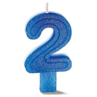 VELA CHICK GLITER AZUL NUMERO 2 - 7332 