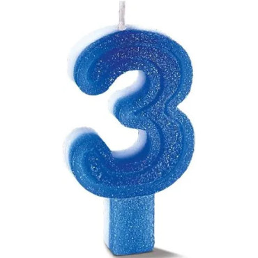 VELA CHICK GLITER AZUL NUMERO 3 - 7333 