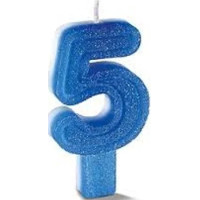  VELA CHICK GLITER AZUL NUMERO 5 - 7335