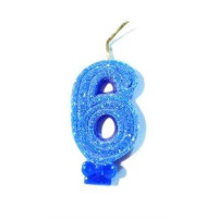VELA CHICK GLITER AZUL NUMERO 6 - 7336 