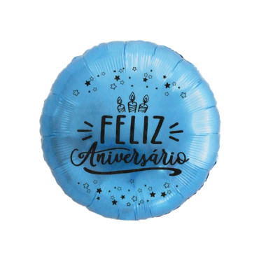 11816 - BALÃO METALIZADO FELIZ ANIVERSÁRIO 18 AZUL G FESTA