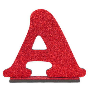 LETRA MDF GLITER A 9CM VERMELHO PLANET TOY - 7220 