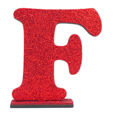 LETRA MDF GLITER F 9CM VERMELHO PLANET TOY - 7225 