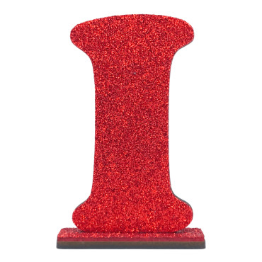  LETRA MDF GLITER I 9CM VERMELHO PLANET TOY -7228 