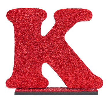 LETRA MDF GLITER K 9CM VERMELHO PLANET TOY -7230 