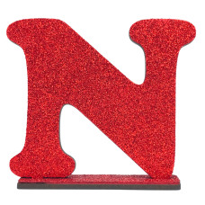 LETRA MDF GLITER N 9CM VERMELHO PLANET TOY -7233 