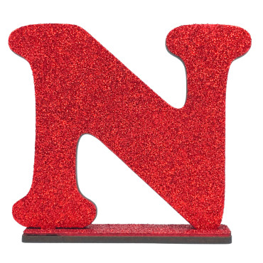 LETRA MDF GLITER N 9CM VERMELHO PLANET TOY -7233 