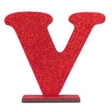  LETRA MDF GLITER V 9CM VERMELHO PLANET TOY -7241