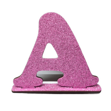 7253 - LETRA MDF GLITER A 9CM ROSA PLANET TOY