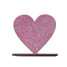 CORAÇÃO GLITTER MDF 9CM ROSA PLANET TOY -7259 