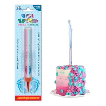 8408 - VELA ESTRELA CHÁ REVELAÇÃO AZUL MUNDO BIZARRO