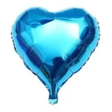 BALAO METALIZADO 12CM CORACAO AZUL LISO - 14153