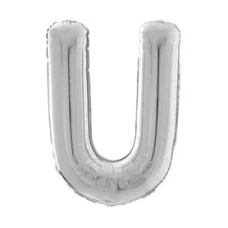 BALAO METALIZADO 40CM PRATA LETRA U UN - 14683
