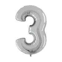 BALAO METALIZADO 40CM PRATA NUM 3-UNI - 14689