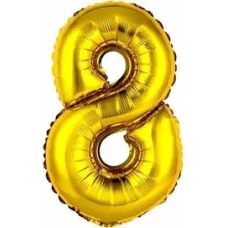 BALAO METALIZADO 80CM DOURADO NUM 8 - 14808