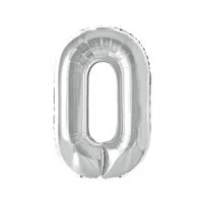 BALAO METALIZADO 80CM PRATA NUM 0 - 14805