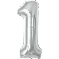 BALAO METALIZADO 80CM PRATA NUM 1 - 14806