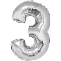 BALAO METALIZADO 80CM PRATA NUM 3 - 15330