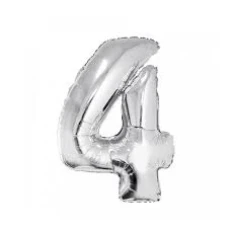 BALAO METALIZADO 80CM PRATA NUM 4 - 14807