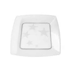 PRATO ACRILICO 15CM QUADR TRANSP C/10 - 14834