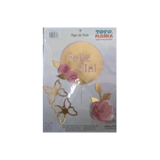 TOPO BOLO FELIZ ANIV ROSAS ROSA TFA014 - 13994