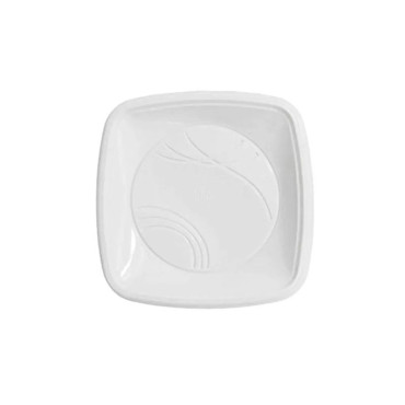 11474 - PRATO PLÁSTICO 15 CM QUADRADO BRANCO COM 800