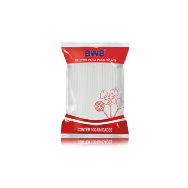 2906 - PALITO PIRULITO 9CM BRANCO BWB COM 100