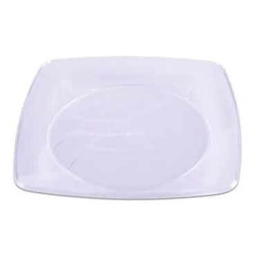 3901 - PRATO PLASTICO 21CM REFEICÃO QUADRADO BRANCO COM 10