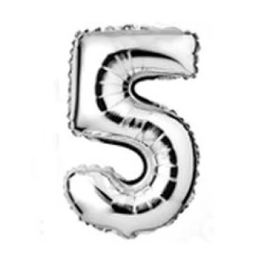 6369 - BALAO METALIZADO SÃO ROQUE 40CM PRATA NUM 5