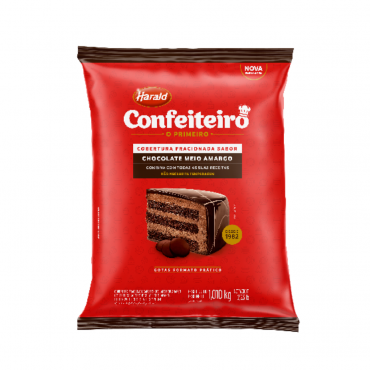 COBERTURA CONFEITEIRO MEIO AMARGO EM GOTAS 1,01KG HARALD - 7862