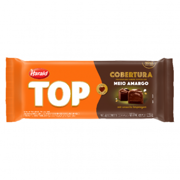 BARRA DE CHOCOLATE COBERTURA TOP MEIO AMARGO 1,01KG HARALD - 7858 