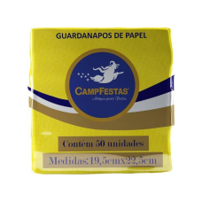  GUARDANAPO 19,5X22,5CM  AMARELO CAMPFESTAS COM 50- 12549 