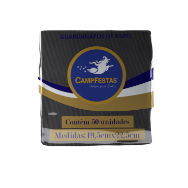 11931 - GUARDANAPO 19,5X22,5CM  PRETO CAMPFESTAS COM 50