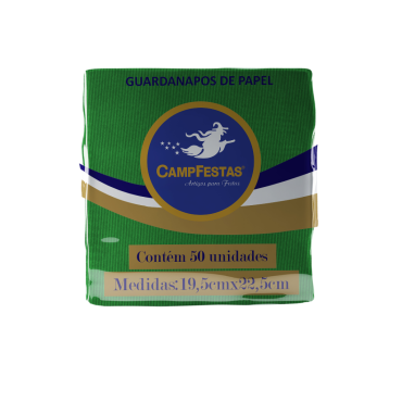 11929 - GUARDANAPO 19,5X22,5CM  VERDE ESCURO CAMPFESTAS COM 50