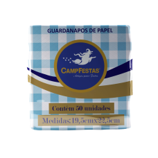 GUARDANAPO XADREZ 20X23CM  AZUL CLARO CAMPFESTAS COM 50- 11932 
