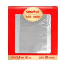 12855 - EMBALAGEM PARA TRUFA 14,5X15,5CM  PRATA CROMUS COM 100