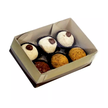 9349 - CAIXA MARROM COM OURO 6 DOCES IDEIA