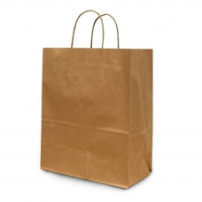8247 - SACOLA PAPEL KRAFT 26X19,5X9,5CM  MARROM COM 50