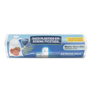 9264 - SACO 25X33CM  BOBINA PICOTADA EXTRUSA COM 100 SACOS