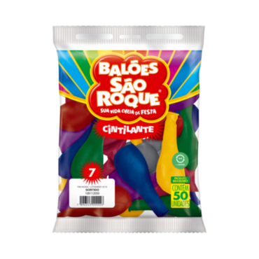4149 - BALÃO CINTILANTE 7 SORTIDO SÃO ROQUE COM 50