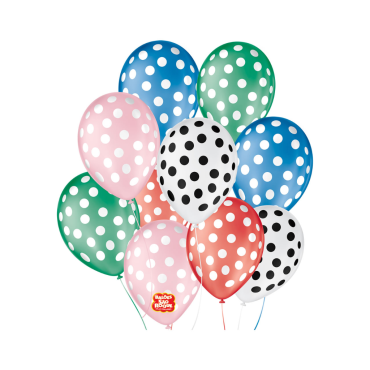 6630 - BALÃO DECORADO BOLINHAS 9 SORTIDO SÃO ROQUE COM 25