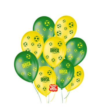 5340 - BALÃO DECORADO BRASIL 9 SORTIDO SÃO ROQUE COM 25