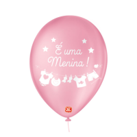 3343 - BALÃO DECORADO CHÁ DE BEBÊ 9 ROSA TUTTI FRUTTI SÃO ROQUE COM 25