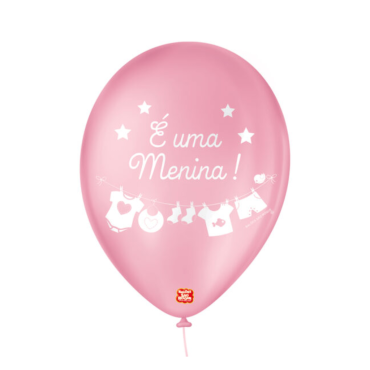 3343 - BALÃO DECORADO CHÁ DE BEBÊ 9 ROSA TUTTI FRUTTI SÃO ROQUE COM 25